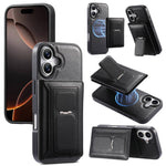 CaseNeo Retro Hinge Folding Wallet Custodia per telefono con retro magnetico, For iPhone 17e / 16e, For iPhone 17 Pro Max, For iPhone 17 Pro, For iPhone 17, For iPhone Air, For iPhone 16 Pro Max