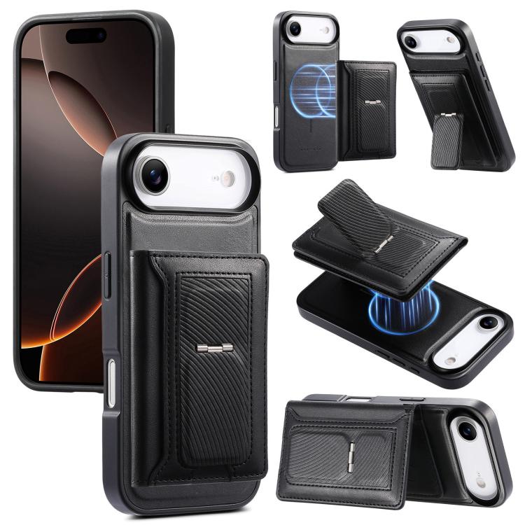 CaseNeo Retro Hinge Folding Wallet Custodia per telefono con retro magnetico, For iPhone 17e / 16e, For iPhone 17 Pro Max, For iPhone 17 Pro, For iPhone 17, For iPhone Air, For iPhone 16 Pro Max