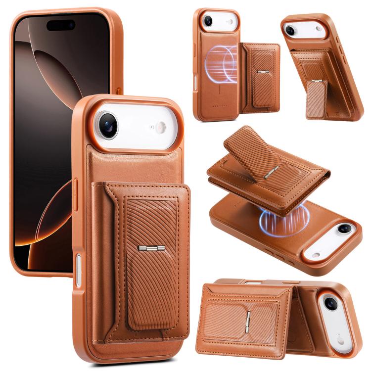CaseNeo Retro Hinge Folding Wallet Custodia per telefono con retro magnetico, For iPhone 17e / 16e, For iPhone 17 Pro Max, For iPhone 17 Pro, For iPhone 17, For iPhone Air, For iPhone 16 Pro Max