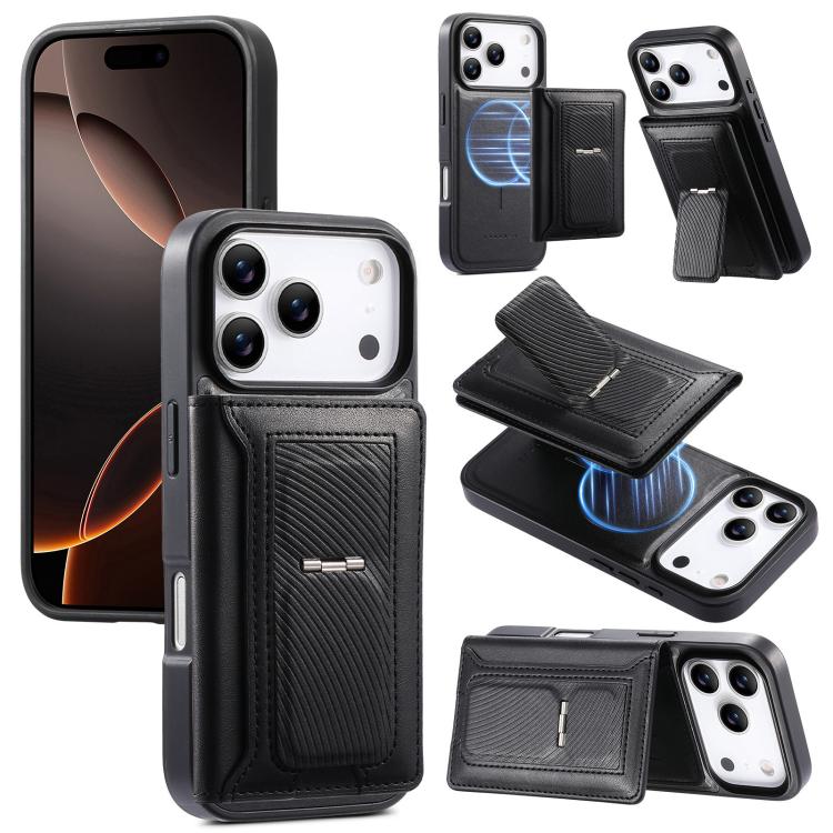 CaseNeo Retro Hinge Folding Wallet Custodia per telefono con retro magnetico, For iPhone 17e / 16e, For iPhone 17 Pro Max, For iPhone 17 Pro, For iPhone 17, For iPhone Air, For iPhone 16 Pro Max