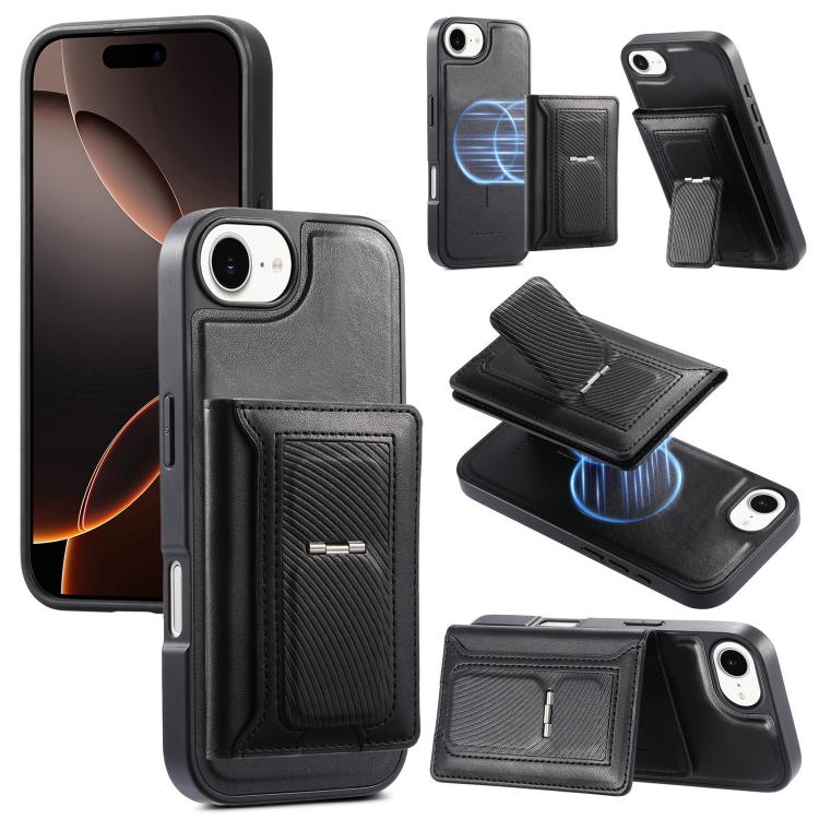 CaseNeo Retro Hinge Folding Wallet Custodia per telefono con retro magnetico, For iPhone 17e / 16e, For iPhone 17 Pro Max, For iPhone 17 Pro, For iPhone 17, For iPhone Air, For iPhone 16 Pro Max