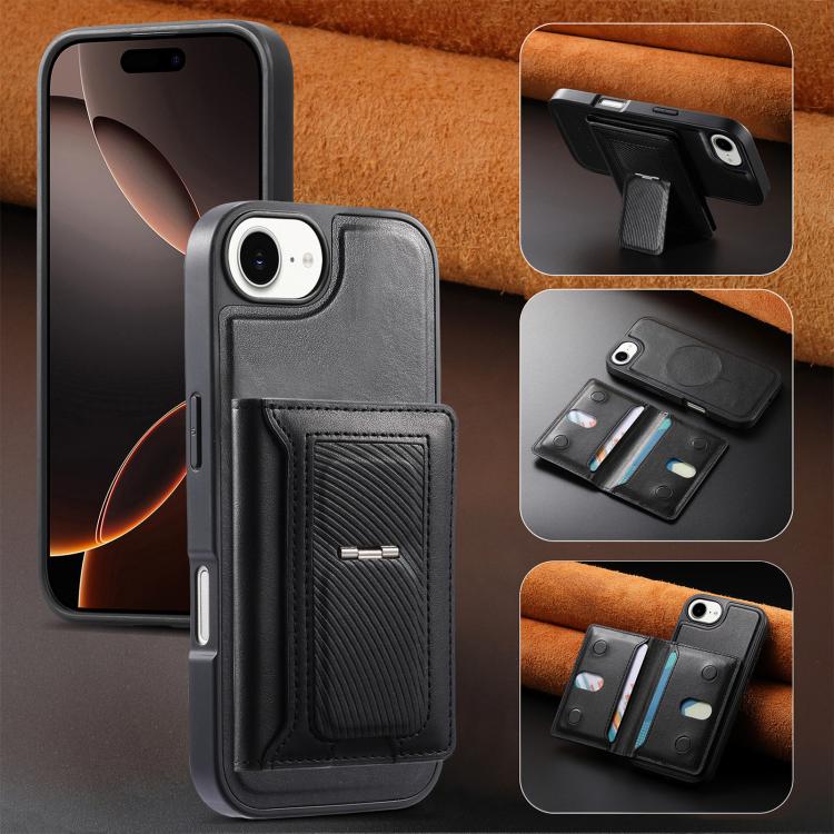 CaseNeo Retro Hinge Folding Wallet Custodia per telefono con retro magnetico, For iPhone 17e / 16e, For iPhone 17 Pro Max, For iPhone 17 Pro, For iPhone 17, For iPhone Air, For iPhone 16 Pro Max