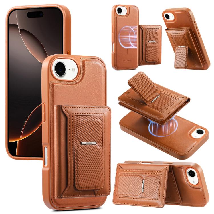 CaseNeo Retro Hinge Folding Wallet Custodia per telefono con retro magnetico, For iPhone 17e / 16e, For iPhone 17 Pro Max, For iPhone 17 Pro, For iPhone 17, For iPhone Air, For iPhone 16 Pro Max