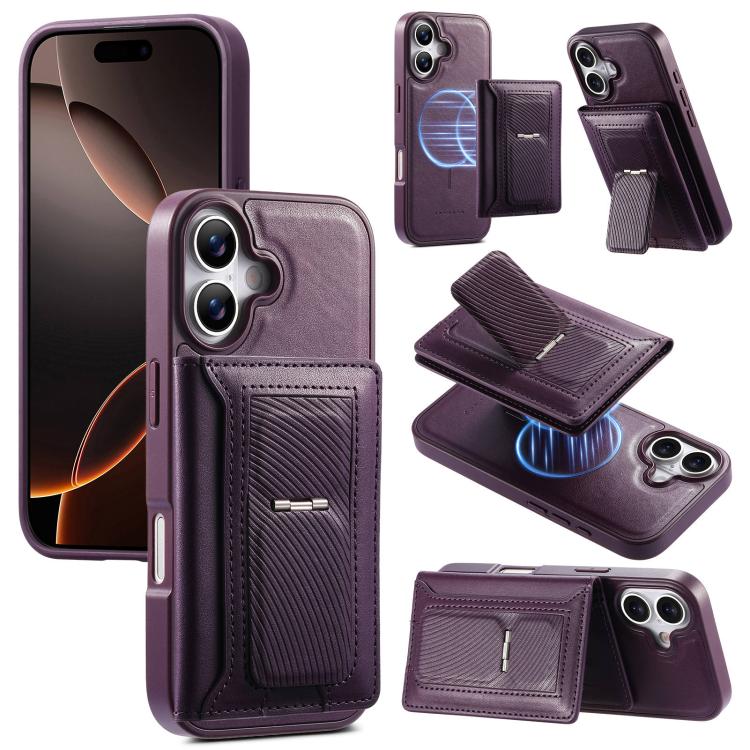 CaseNeo Retro Hinge Folding Wallet Custodia per telefono con retro magnetico, For iPhone 16 Pro, For iPhone 16 Plus, For iPhone 16, For iPhone 15 Pro Max, For iPhone 15 Pro, For iPhone 15 Plus