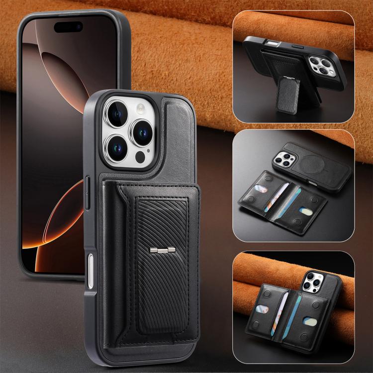 CaseNeo Retro Hinge Folding Wallet Custodia per telefono con retro magnetico, For iPhone 16 Pro, For iPhone 16 Plus, For iPhone 16, For iPhone 15 Pro Max, For iPhone 15 Pro, For iPhone 15 Plus