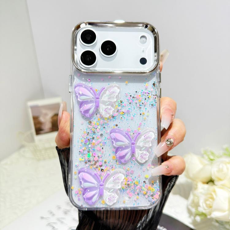 Custodia per telefono in resina epossidica con farfalle 3D glitterate, For iPhone 17 Pro Max, For iPhone 17 Pro, For iPhone Air, For iPhone 16 Pro Max