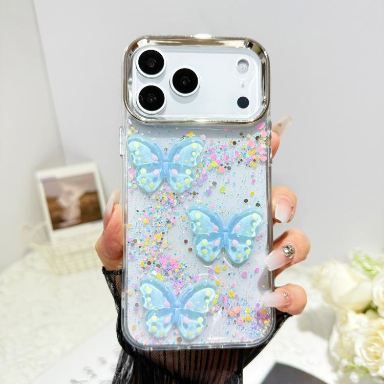Custodia per telefono in resina epossidica con farfalle 3D glitterate, For iPhone 17 Pro Max, For iPhone 17 Pro, For iPhone Air, For iPhone 16 Pro Max
