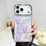 Custodia per telefono in resina epossidica con farfalle 3D glitterate, For iPhone 17 Pro Max, For iPhone 17 Pro, For iPhone Air, For iPhone 16 Pro Max