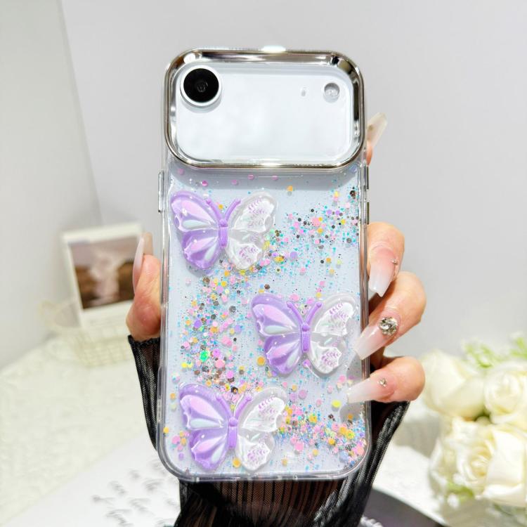 Custodia per telefono in resina epossidica con farfalle 3D glitterate, For iPhone 17 Pro Max, For iPhone 17 Pro, For iPhone Air, For iPhone 16 Pro Max
