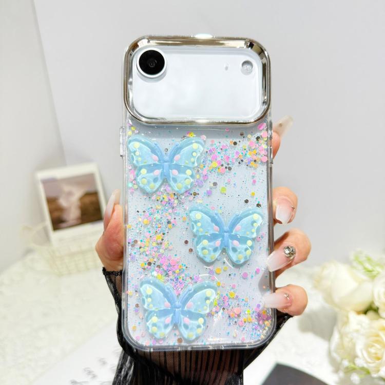 Custodia per telefono in resina epossidica con farfalle 3D glitterate, For iPhone 17 Pro Max, For iPhone 17 Pro, For iPhone Air, For iPhone 16 Pro Max