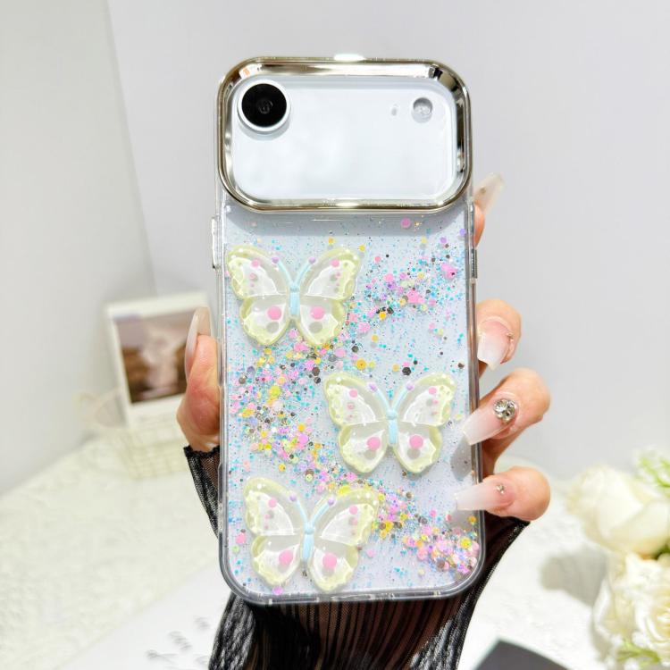 Custodia per telefono in resina epossidica con farfalle 3D glitterate, For iPhone 17 Pro Max, For iPhone 17 Pro, For iPhone Air, For iPhone 16 Pro Max
