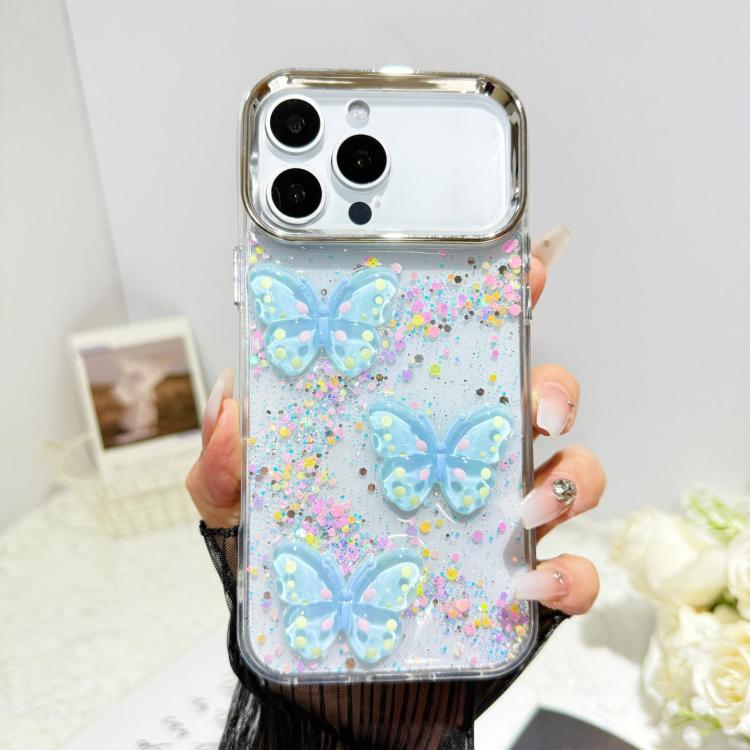Custodia per telefono in resina epossidica con farfalle 3D glitterate, For iPhone 17 Pro Max, For iPhone 17 Pro, For iPhone Air, For iPhone 16 Pro Max