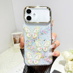 Custodia per telefono in resina epossidica con farfalle 3D glitterate, For iPhone 16 Pro, For iPhone 16 Plus, For iPhone 16, For iPhone 15 Pro Max
