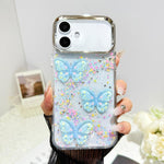 Custodia per telefono in resina epossidica con farfalle 3D glitterate, For iPhone 16 Pro, For iPhone 16 Plus, For iPhone 16, For iPhone 15 Pro Max