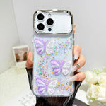 Custodia per telefono in resina epossidica con farfalle 3D glitterate, For iPhone 15 Pro, For iPhone 15 Plus, For iPhone 15