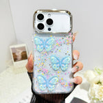 Custodia per telefono in resina epossidica con farfalle 3D glitterate, For iPhone 15 Pro, For iPhone 15 Plus, For iPhone 15