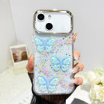 Custodia per telefono in resina epossidica con farfalle 3D glitterate, For iPhone 15 Pro, For iPhone 15 Plus, For iPhone 15