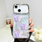Custodia per telefono in resina epossidica con farfalle 3D glitterate, For iPhone 15 Pro, For iPhone 15 Plus, For iPhone 15