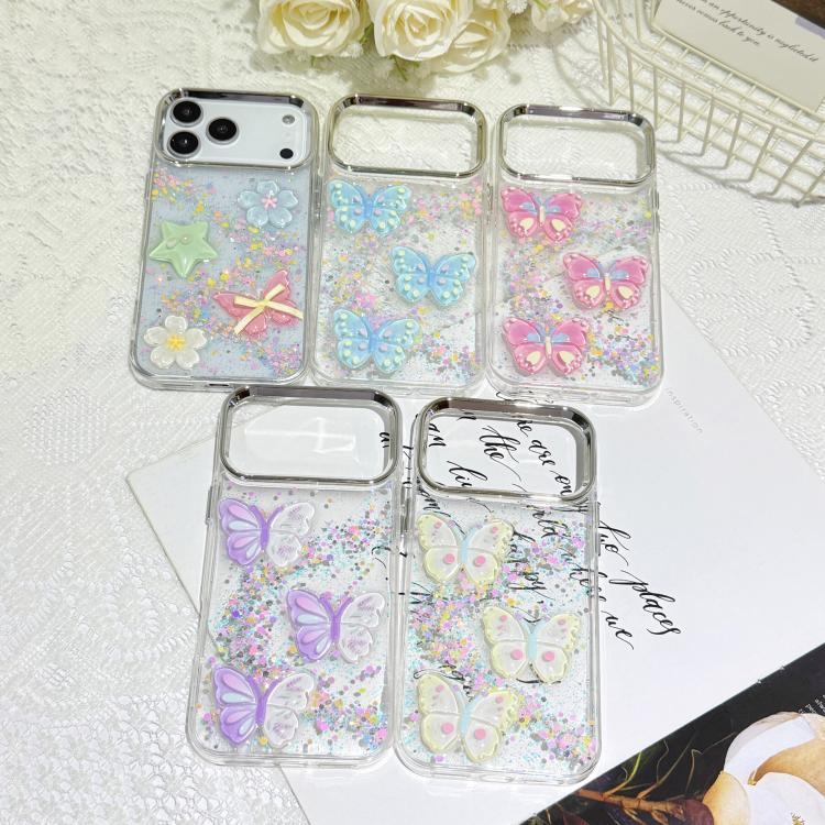 Custodia per telefono in resina epossidica con farfalle 3D glitterate, For iPhone 17 Pro Max, For iPhone 17 Pro, For iPhone Air, For iPhone 16 Pro Max
