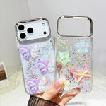 Custodia per telefono in resina epossidica con farfalle 3D glitterate, For iPhone 16 Pro, For iPhone 16 Plus, For iPhone 16, For iPhone 15 Pro Max