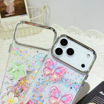 Custodia per telefono in resina epossidica con farfalle 3D glitterate, For iPhone 16 Pro, For iPhone 16 Plus, For iPhone 16, For iPhone 15 Pro Max