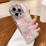 Custodia per telefono con texture a conchiglia, perle, farfalla e glitter di diamanti 3D, For iPhone 17 Pro Max, For iPhone 16 Pro Max, For iPhone 17 Pro, For iPhone 16 Pro, For iPhone Air, For iPhone 16 Plus, For iPhone 16, For iPhone 15 Pro Max      ...