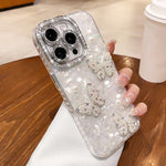 Custodia per telefono con texture a conchiglia, perle, farfalla e glitter di diamanti 3D, For iPhone 17 Pro Max, For iPhone 16 Pro Max, For iPhone 17 Pro, For iPhone 16 Pro, For iPhone Air, For iPhone 16 Plus, For iPhone 16, For iPhone 15 Pro Max      ...