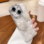Custodia per telefono con texture a conchiglia, perle, farfalla e glitter di diamanti 3D, For iPhone 17 Pro Max, For iPhone 16 Pro Max, For iPhone 17 Pro, For iPhone 16 Pro, For iPhone Air, For iPhone 16 Plus, For iPhone 16, For iPhone 15 Pro Max      ...