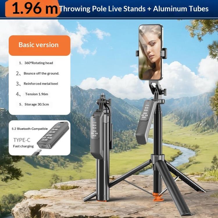 T02TK Bluetooth Remote Control Phone Tripod Stand 360 Degrees Rotation Selfie Stick Tripod