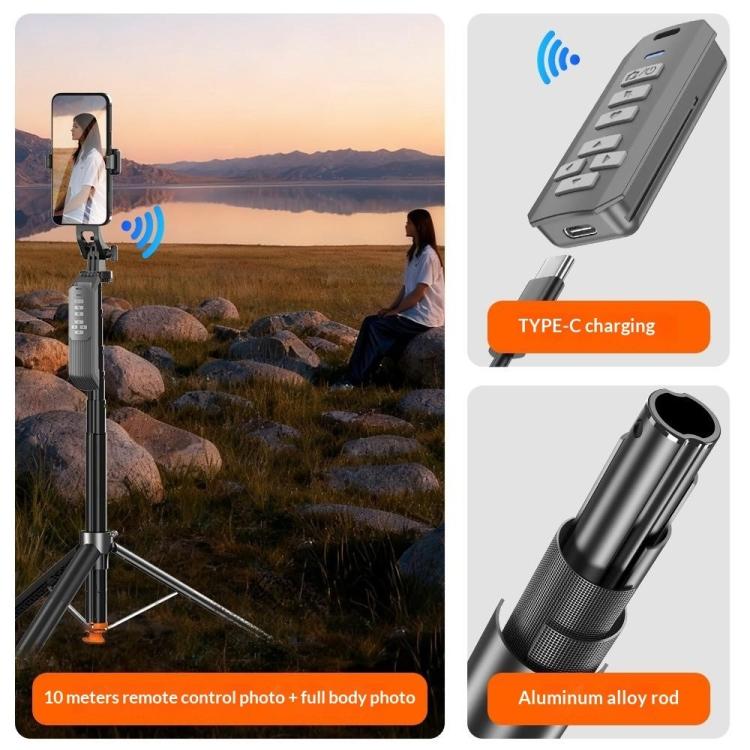 T02TK Bluetooth Remote Control Phone Tripod Stand 360 Degrees Rotation Selfie Stick Tripod