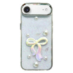 Custodia per telefono in TPU con fiocco 3D, perle e fiore d'amore., For iPhone 17 Pro Max, For iPhone 17 Pro, For iPhone 17, For iPhone Air