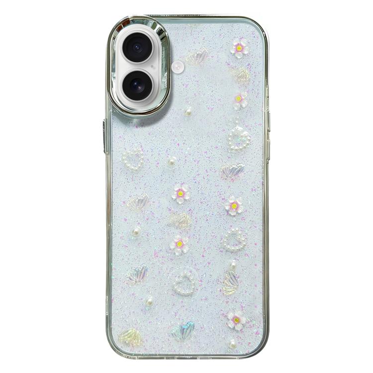 Custodia per telefono in TPU con fiocco 3D, perle e fiore d'amore., For iPhone 17 Pro Max, For iPhone 17 Pro, For iPhone 17, For iPhone Air