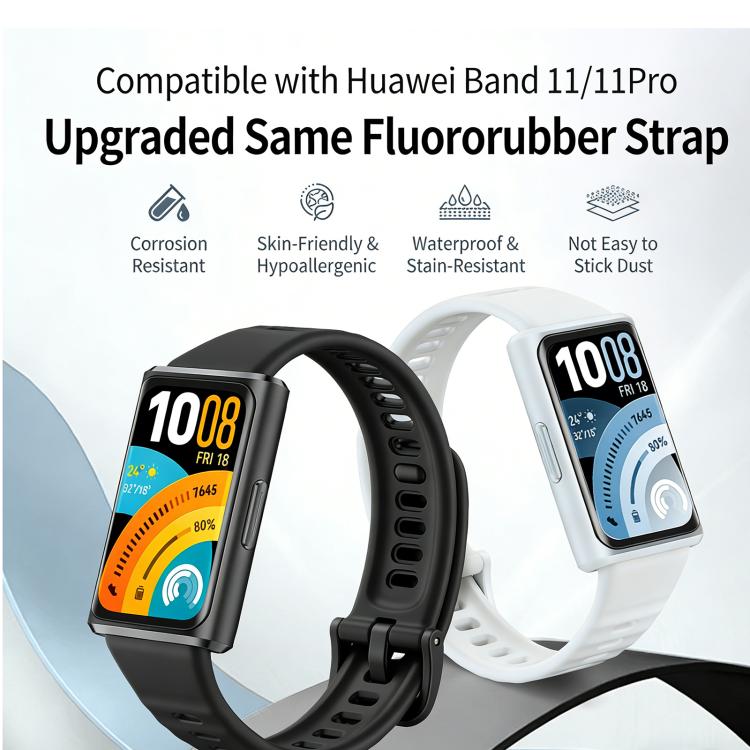 Cinturino per orologio in gomma fluorurata tinta unita con fibbia a sgancio rapido., For Huawei Watch Band 11 / Band 11 Pro