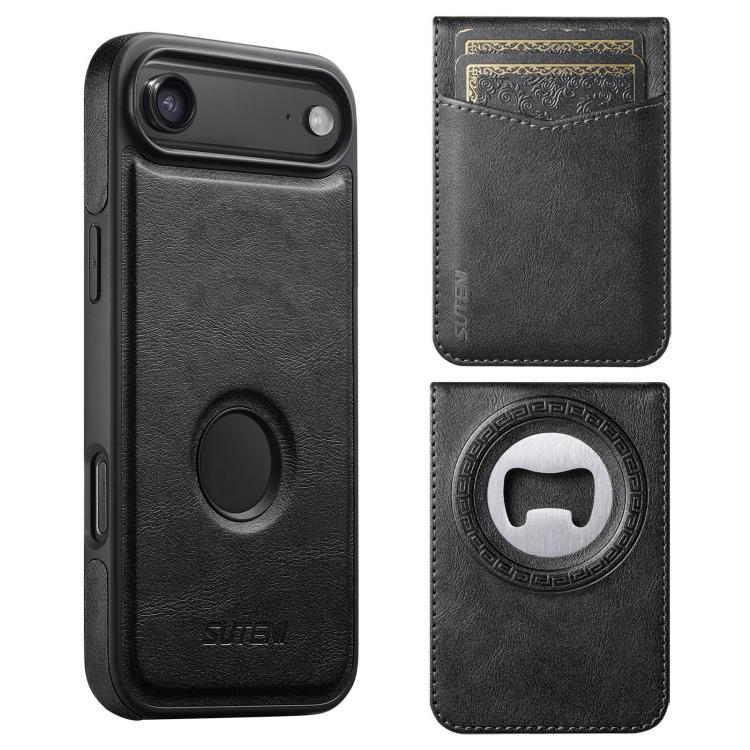 Custodia per telefono Suteni G1S5 2 in 1 con apribottiglie magnetico rimovibile, porta carte e retro in pelle bovina., For iPhone 17 Pro Max, For iPhone 17 Pro, For iPhone 17, For iPhone Air, For iPhone 16 Pro Max, For iPhone 16 Pro, For iPhone 16 Plus...