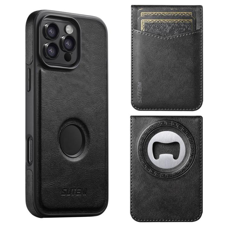 Custodia per telefono Suteni G1S5 2 in 1 con apribottiglie magnetico rimovibile, porta carte e retro in pelle bovina., For iPhone 17 Pro Max, For iPhone 17 Pro, For iPhone 17, For iPhone Air, For iPhone 16 Pro Max, For iPhone 16 Pro, For iPhone 16 Plus...