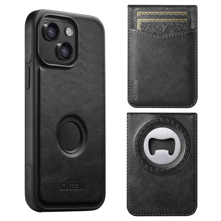 Custodia per telefono Suteni G1S5 2 in 1 con apribottiglie magnetico rimovibile, porta carte e retro in pelle bovina., For iPhone 15 Pro Max, For iPhone 15 Pro, For iPhone 15 Plus, For iPhone 15, For iPhone 14 Plus, For iPhone 14, For iPhone 14 Pro    ...