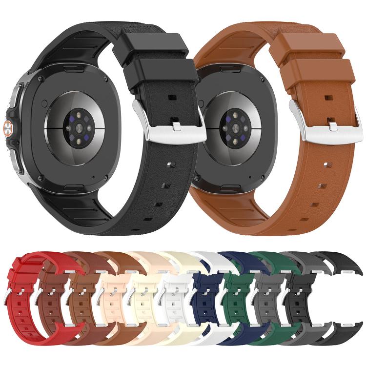 Cinturino per orologio in similpelle vegana con inserti in silicone., For Samsung Galaxy Watch8 / Watch8 Classic