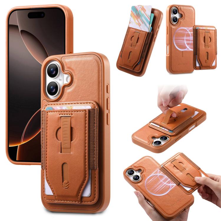 Custodia per telefono CaseNeo Retro con cinturino da polso elastico, porta carte e retro magnetico., For iPhone 17e / 16e, For iPhone 17 Pro Max, For iPhone 17 Pro, For iPhone 17, For iPhone Air, For iPhone 16 Pro Max