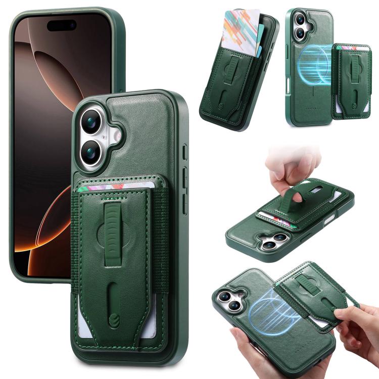 Custodia per telefono CaseNeo Retro con cinturino da polso elastico, porta carte e retro magnetico., For iPhone 17e / 16e, For iPhone 17 Pro Max, For iPhone 17 Pro, For iPhone 17, For iPhone Air, For iPhone 16 Pro Max