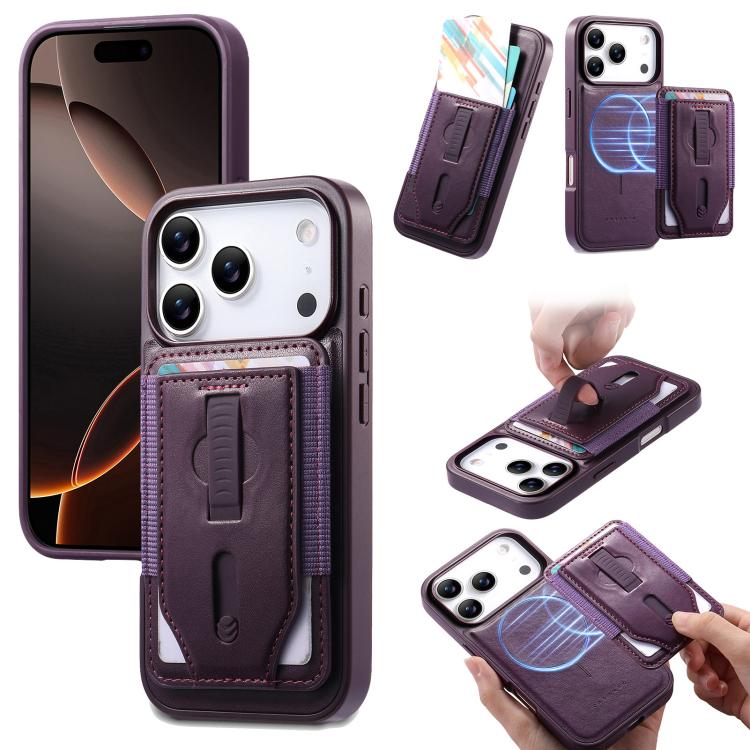 Custodia per telefono CaseNeo Retro con cinturino da polso elastico, porta carte e retro magnetico., For iPhone 17e / 16e, For iPhone 17 Pro Max, For iPhone 17 Pro, For iPhone 17, For iPhone Air, For iPhone 16 Pro Max