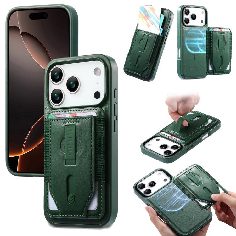 Custodia per telefono CaseNeo Retro con cinturino da polso elastico, porta carte e retro magnetico., For iPhone 17e / 16e, For iPhone 17 Pro Max, For iPhone 17 Pro, For iPhone 17, For iPhone Air, For iPhone 16 Pro Max