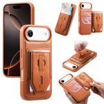 Custodia per telefono CaseNeo Retro con cinturino da polso elastico, porta carte e retro magnetico., For iPhone 17e / 16e, For iPhone 17 Pro Max, For iPhone 17 Pro, For iPhone 17, For iPhone Air, For iPhone 16 Pro Max