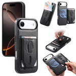 Custodia per telefono CaseNeo Retro con cinturino da polso elastico, porta carte e retro magnetico., For iPhone 17e / 16e, For iPhone 17 Pro Max, For iPhone 17 Pro, For iPhone 17, For iPhone Air, For iPhone 16 Pro Max