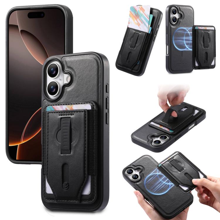 Custodia per telefono CaseNeo Retro con cinturino da polso elastico, porta carte e retro magnetico., For iPhone 16 Pro, For iPhone 16 Plus, For iPhone 16, For iPhone 15 Pro Max, For iPhone 15 Pro, For iPhone 15 Plus