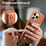 Custodia per telefono CaseNeo Retro con cinturino da polso elastico, porta carte e retro magnetico., For iPhone 16 Pro, For iPhone 16 Plus, For iPhone 16, For iPhone 15 Pro Max, For iPhone 15 Pro, For iPhone 15 Plus