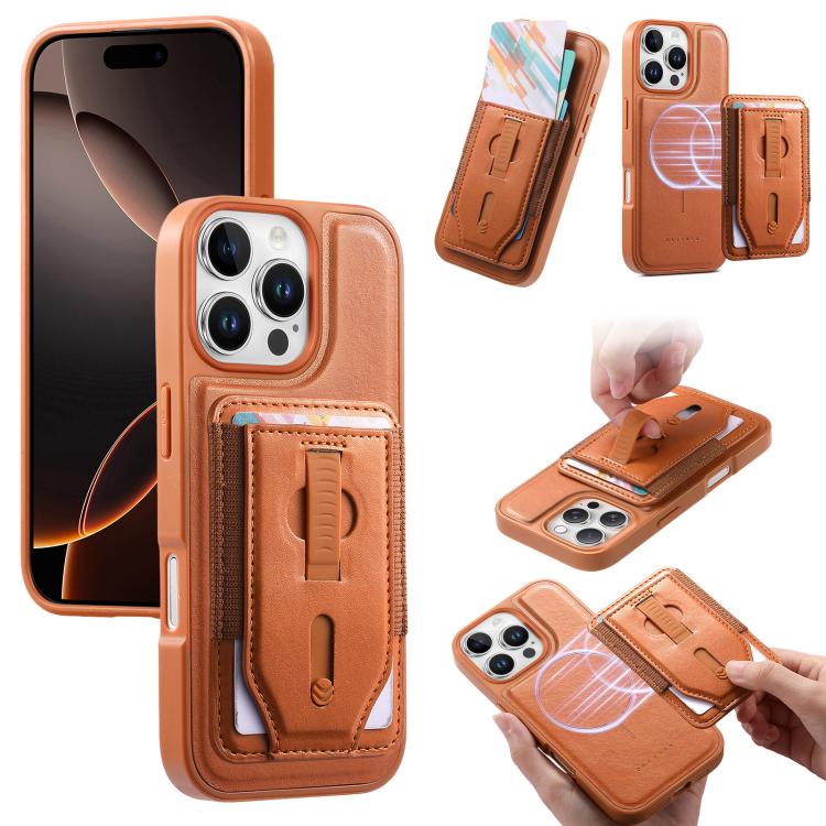 Custodia per telefono CaseNeo Retro con cinturino da polso elastico, porta carte e retro magnetico., For iPhone 17e / 16e, For iPhone 17 Pro Max, For iPhone 17 Pro, For iPhone 17, For iPhone Air, For iPhone 16 Pro Max
