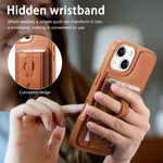 Custodia per telefono CaseNeo Retro con cinturino da polso elastico, porta carte e retro magnetico., For iPhone 15, For iPhone 14, For iPhone 14 Pro, For iPhone 14 Pro Max, For iPhone 13 Pro Max, For iPhone 13 Pro