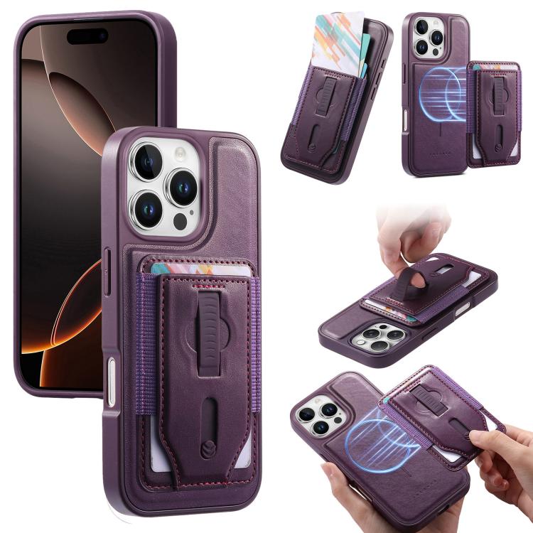 Custodia per telefono CaseNeo Retro con cinturino da polso elastico, porta carte e retro magnetico., For iPhone 16 Pro, For iPhone 16 Plus, For iPhone 16, For iPhone 15 Pro Max, For iPhone 15 Pro, For iPhone 15 Plus