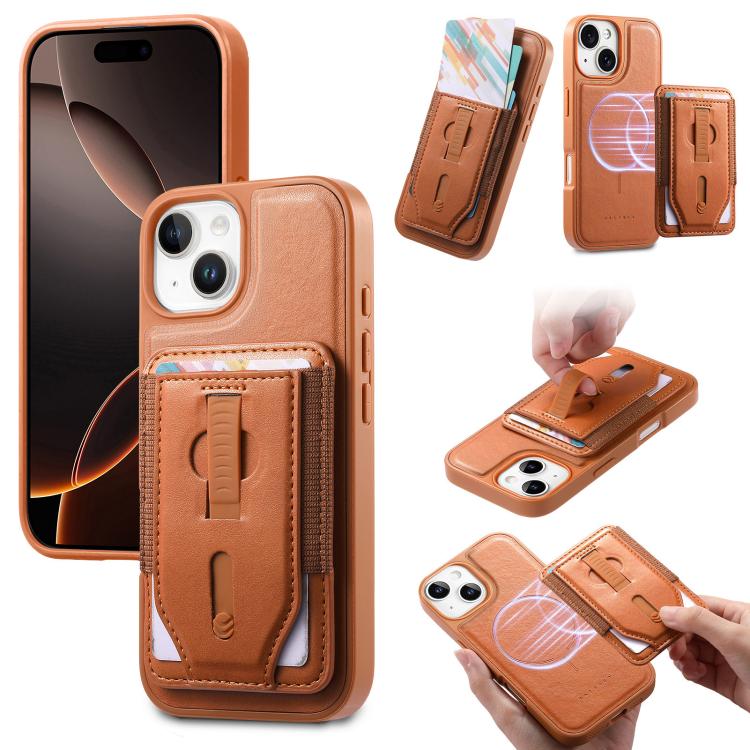 Custodia per telefono CaseNeo Retro con cinturino da polso elastico, porta carte e retro magnetico., For iPhone 13