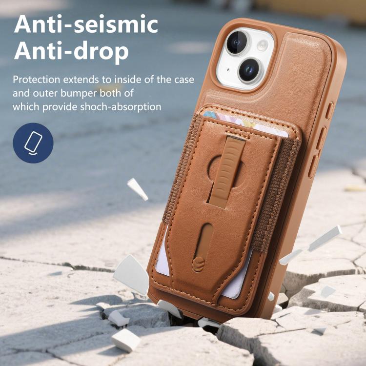 Custodia per telefono CaseNeo Retro con cinturino da polso elastico, porta carte e retro magnetico., For iPhone 13